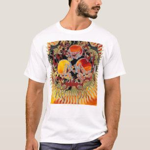 T-shirt Pièce en t effrayante de crânes de flamme tribale