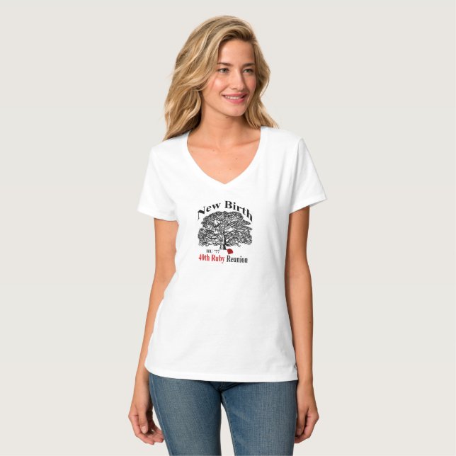 T-shirt Pièce en t en vé de cou de dames (Devant entier)