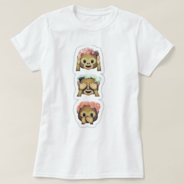 T-shirt Pièce en t florale d'Emojis de singe (Design devant)