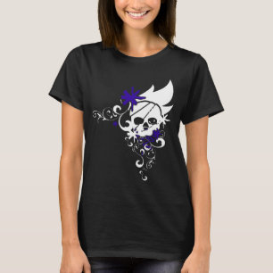 T-shirt Pièce en t grunge blanche de crâne (pourpre)