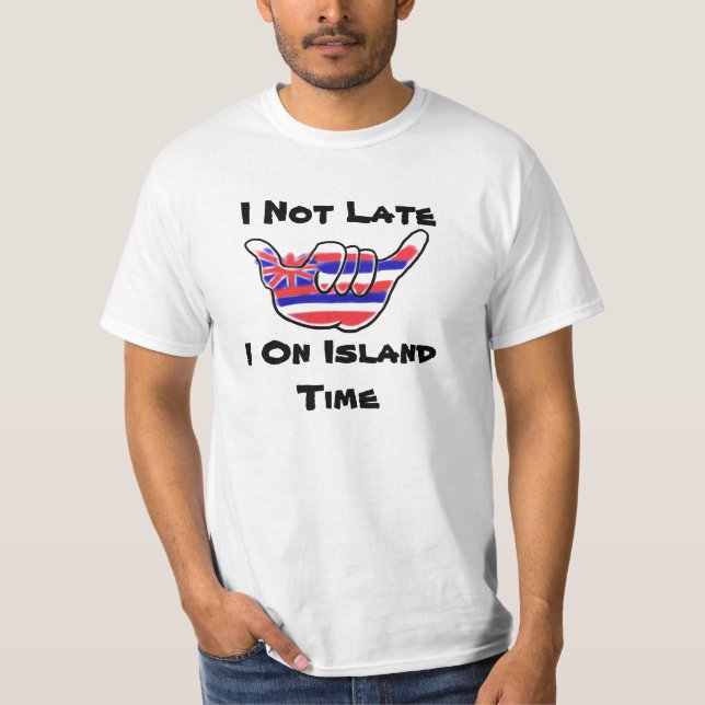 T-shirt Pièce en t hawaïenne d'humour de shaka de drapeau (Devant)