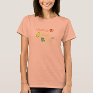 T-shirt Pièce en t heureuse saine de logo de la vie