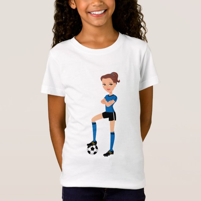 T-Shirt Pièce en t illustrée par fille du football (Devant)