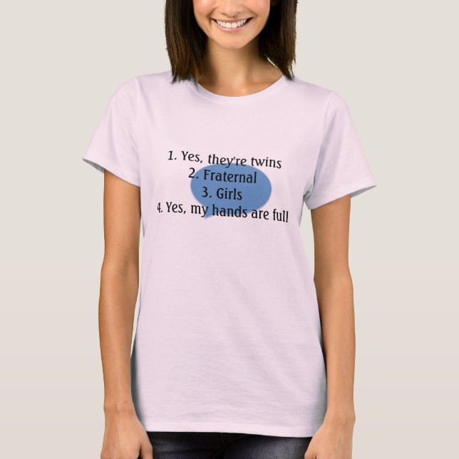 T-shirt pièce en t jumelle de réponse de questions (Devant)