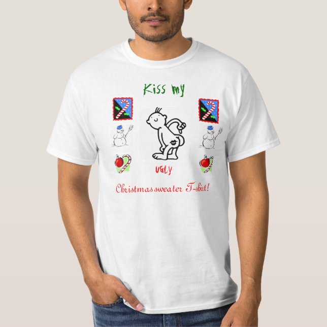 T-shirt Pièce en t laide de chandail de Noël (Devant)