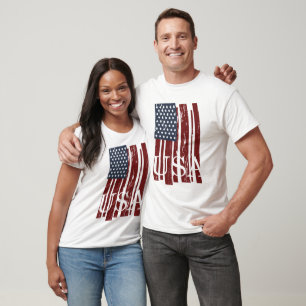 T-shirt Pièce en t moderne de drapeau américain - cru