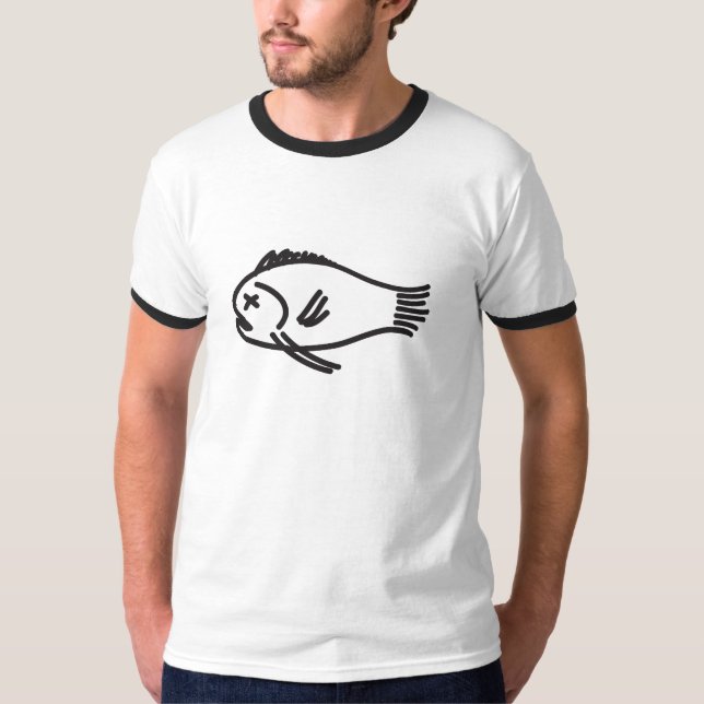 T-shirt Pièce en t morte illustrée de poissons (Devant)