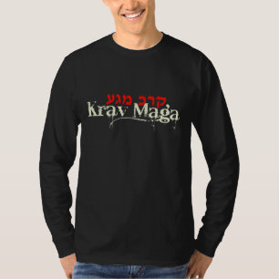 T-shirt Pièce en t noire de douille de Krav Maga longue -