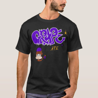 T-shirt Pièce en t noire de logo de singe de raisin