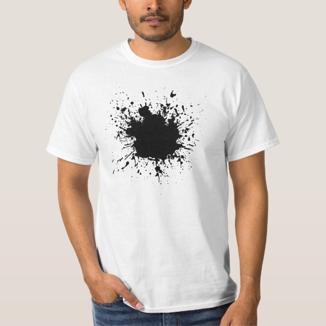 T-shirt Pièce en t noire d'éclaboussure de peinture (Devant)