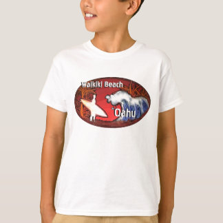 T-shirt Pièce en t orange de surfer de garçons d'Oahu
