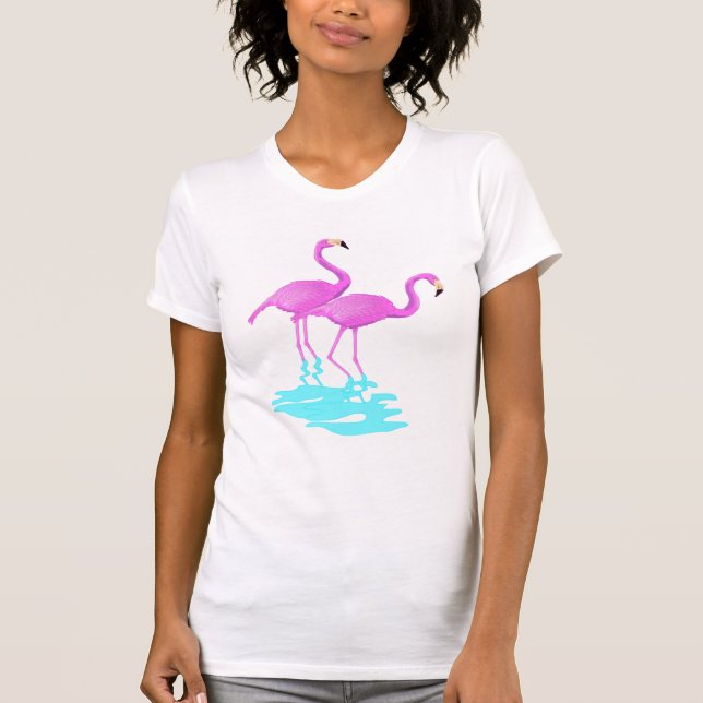 T-shirt Pièce en t rose de Flamant rose (Devant)