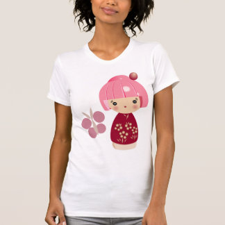 T-shirt Pièce en t rose de triplet de Kokeshi