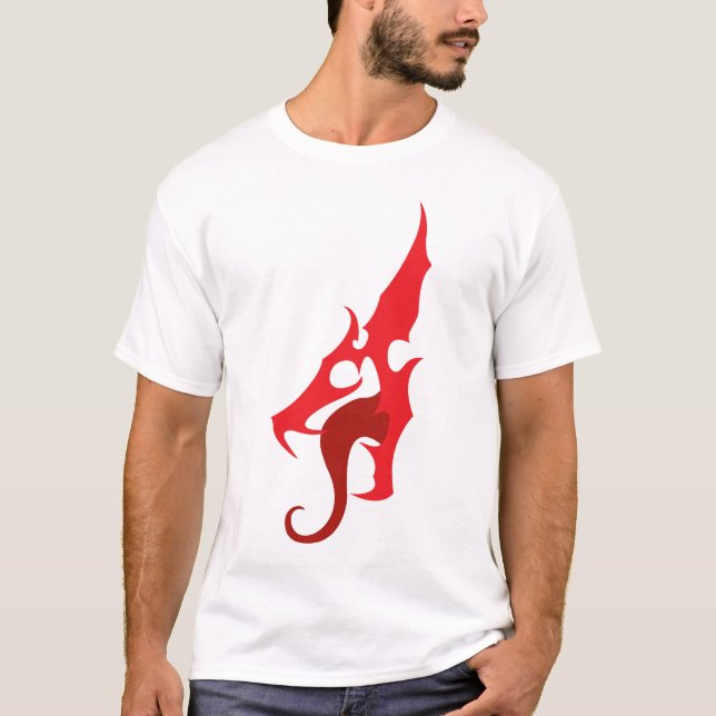 T-shirt Pièce en t rouge de logo de dragon (Devant)