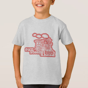 T-shirt pièce en t rouge d'enfants de "pleine de vapeur en