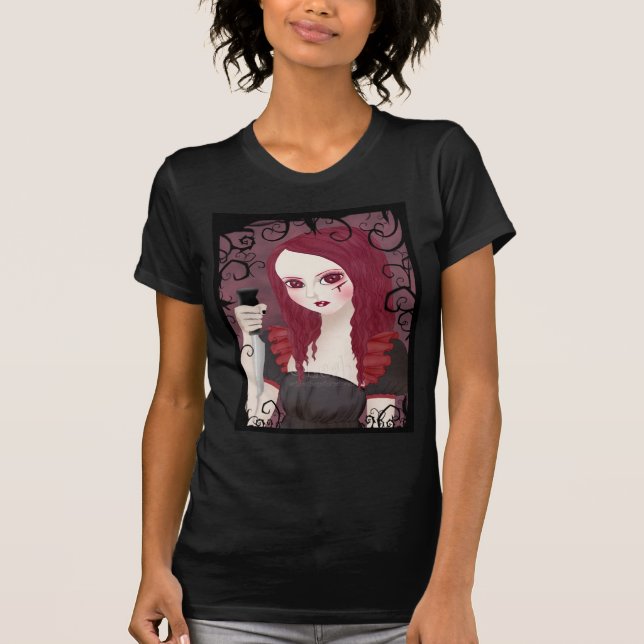 T-shirt Pièce en t sinistre de dames de noir d'écarlate (Devant)