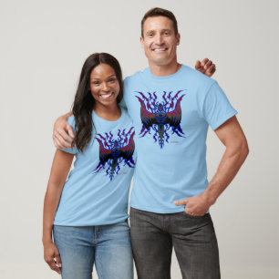 T-shirt Pièce en t tribale du V-cou des hommes de dragon