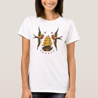 T-shirt Pièce en t vintage de marin de bateau et de pirate