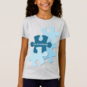 T-Shirt Pièces de Puzzle Amusantes en Bleu Vous Vous Adapt