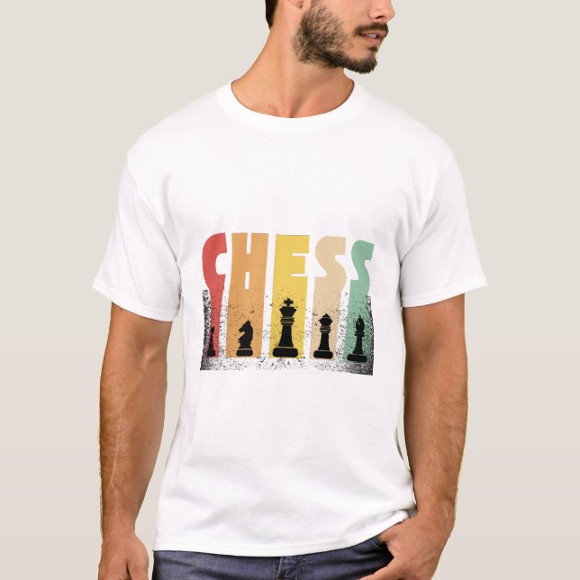 T-shirt Pièces d'échecs vintages Silhouette Art (Devant)