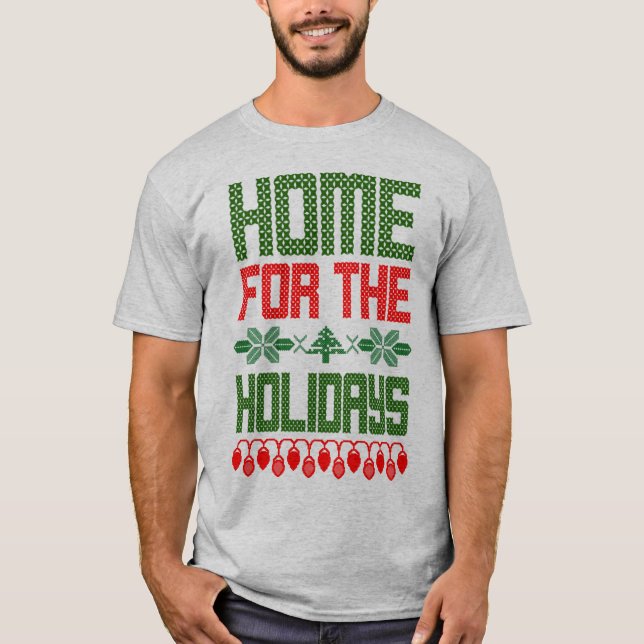 T-shirt Pied de croix de Noël Maison Pour les Fêtes (Devant)