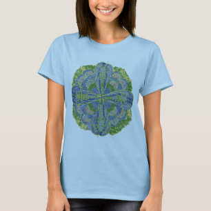 T-shirt pierre bleue sur feuille de saule accompagnée de d