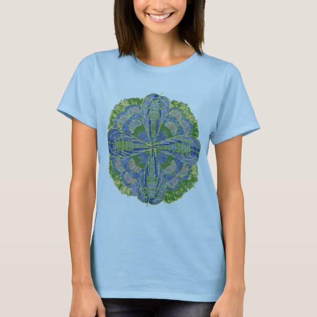 T-shirt pierre bleue sur feuille de saule accompagnée de d (Devant)