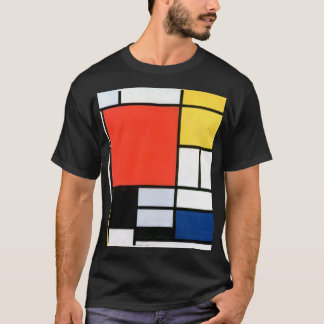 T-shirt Piet Mondrie Composition Rouge Jaune Bleu Noir