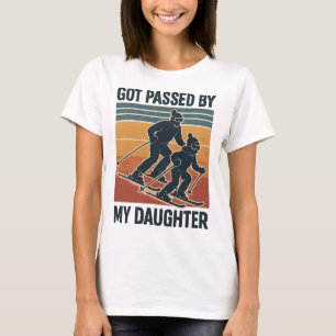 T-shirt Piétiné par ma fille drôle de ski rétro hiver S