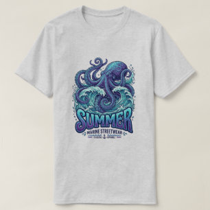 T-shirt Pieuvre bleue géante / vêtements vacances d'été