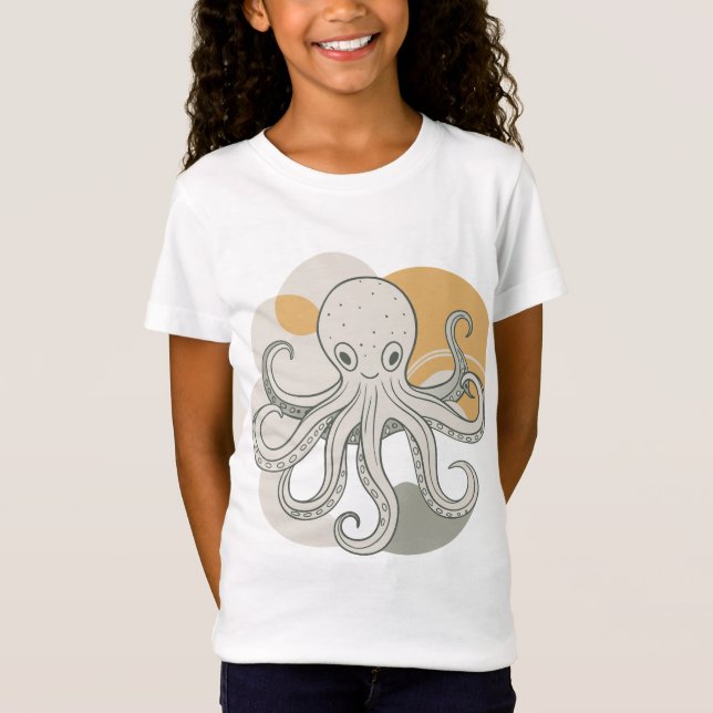 T-Shirt Pieuvre caricaturale. poulpe de mer (Devant)