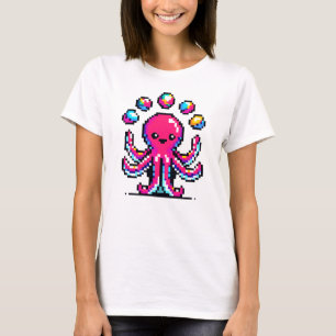 T-shirt Pieuvre en Jonglage - Drôle Pixel Art Circus Desig