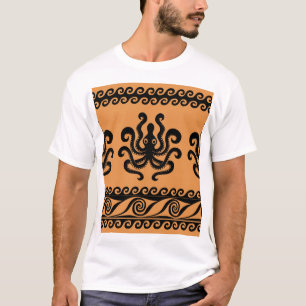 T-shirt Pieuvre grecque ancienne, motif à vagues