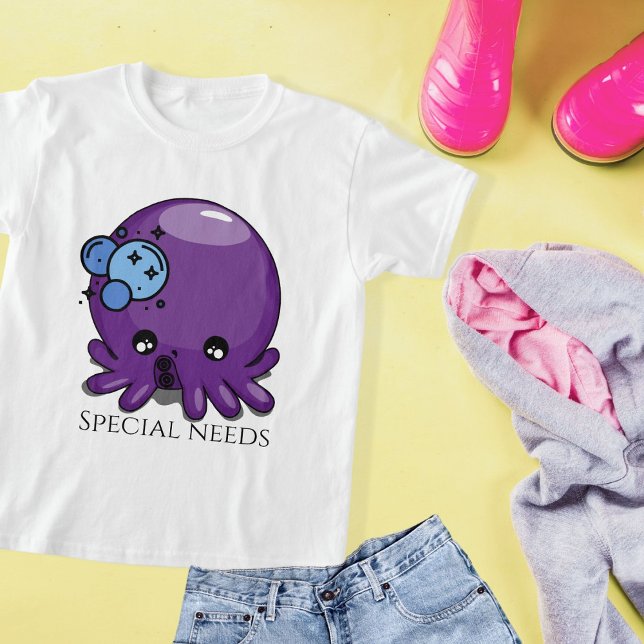 T-shirt Pieuvre kawaii violet illustration besoins spéciau (Créateur téléchargé)