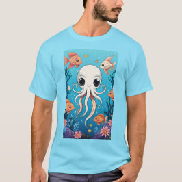 T-shirt Pieuvre mignonne et poissons