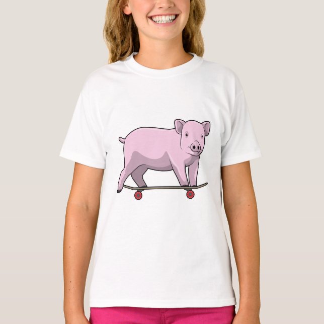 T-shirt Pig as skater avec skate (Devant)