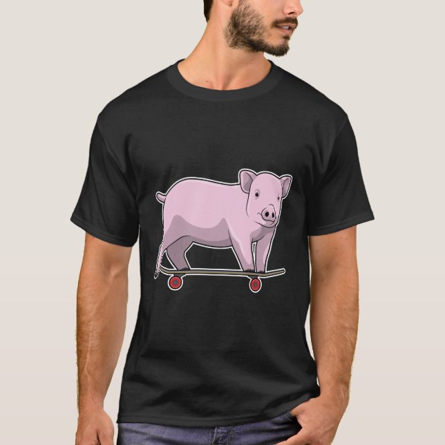 T-shirt Pig as skater avec skate (Devant)