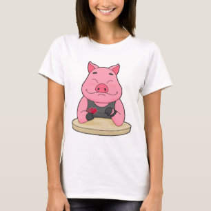 T-shirt Pig au Poker avec cartes de Poker
