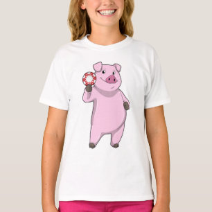 T-shirt Pig au Poker avec des jetons de Poker