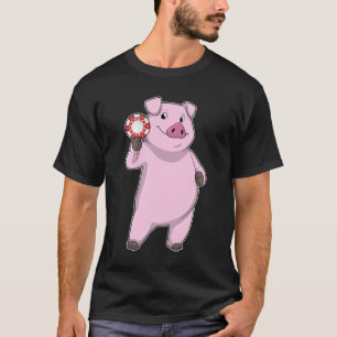 T-shirt Pig au Poker avec des jetons de Poker