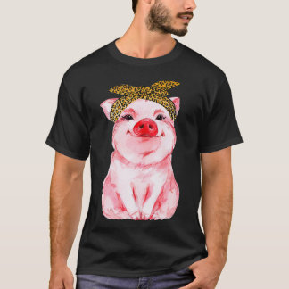 T-shirt Pig Bandana cute for Girl and Women Gift Awesome