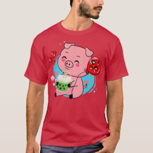 T-shirt Pig Boba Tea Bubble Tea Kawaii Anime Japanese Neko
