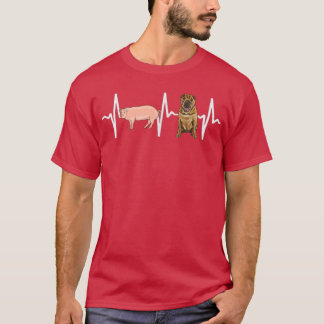 T-shirt Pig Chinois Shar-Pei Amoureux des chiens Heartbeat