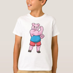 T-shirt Pig comme Bodybuilder avec grand bras Supérieur