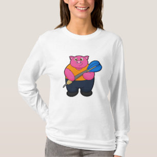 T-shirt Pig comme joueur de fléchettes avec fléchettes
