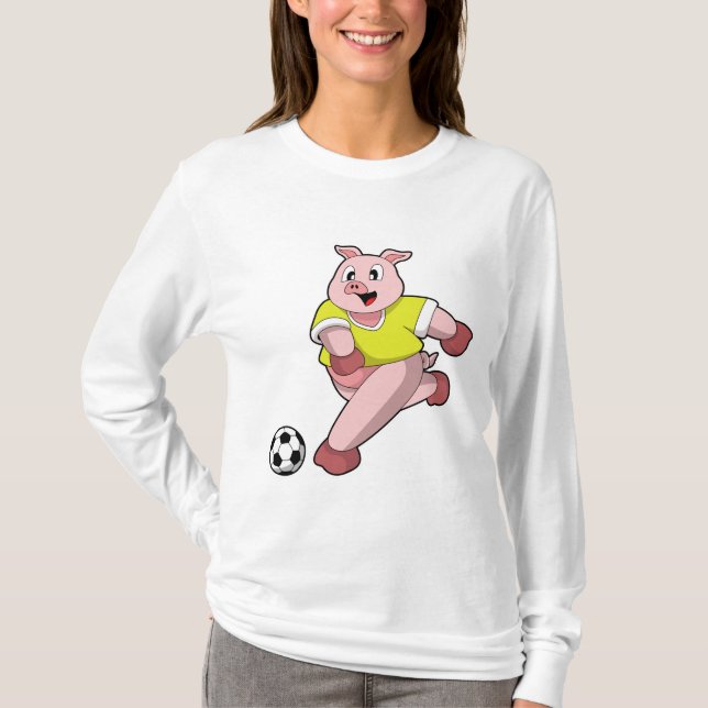 T-shirt Pig comme joueur de football avec Soccer (Devant)