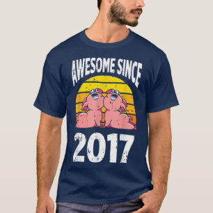 T-shirt Pig Farm Lover Awesome Since 2017 5th Birthday 5 Y