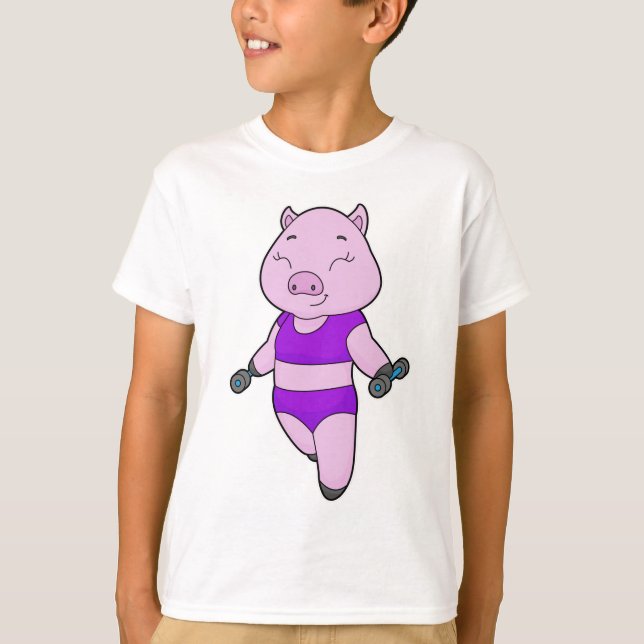 T-shirt Pig Fitness Dumbbell (Devant)