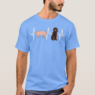 T-shirt Pig Irish Water Spaniel Heartbeat Amoureux des chi