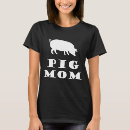 T-shirt Pig Maman aime les cochons Silhouette blanche